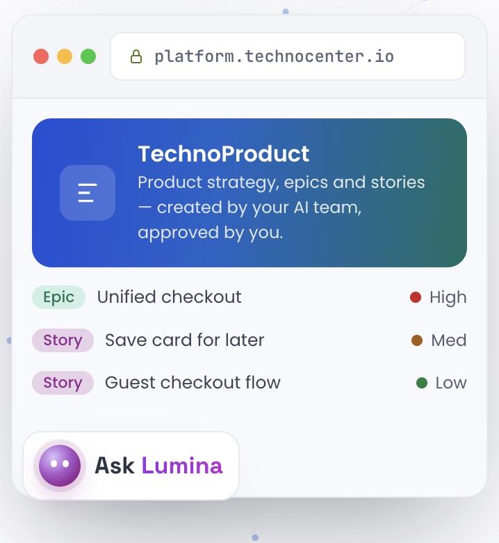 The TechnoCenter product as shown on technocenter.io